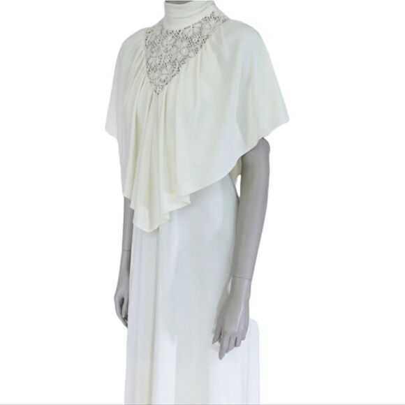 Vintage 1970s Montgomery Ward Goddess Caplet Dress Small 6 - Picture 3 of 13